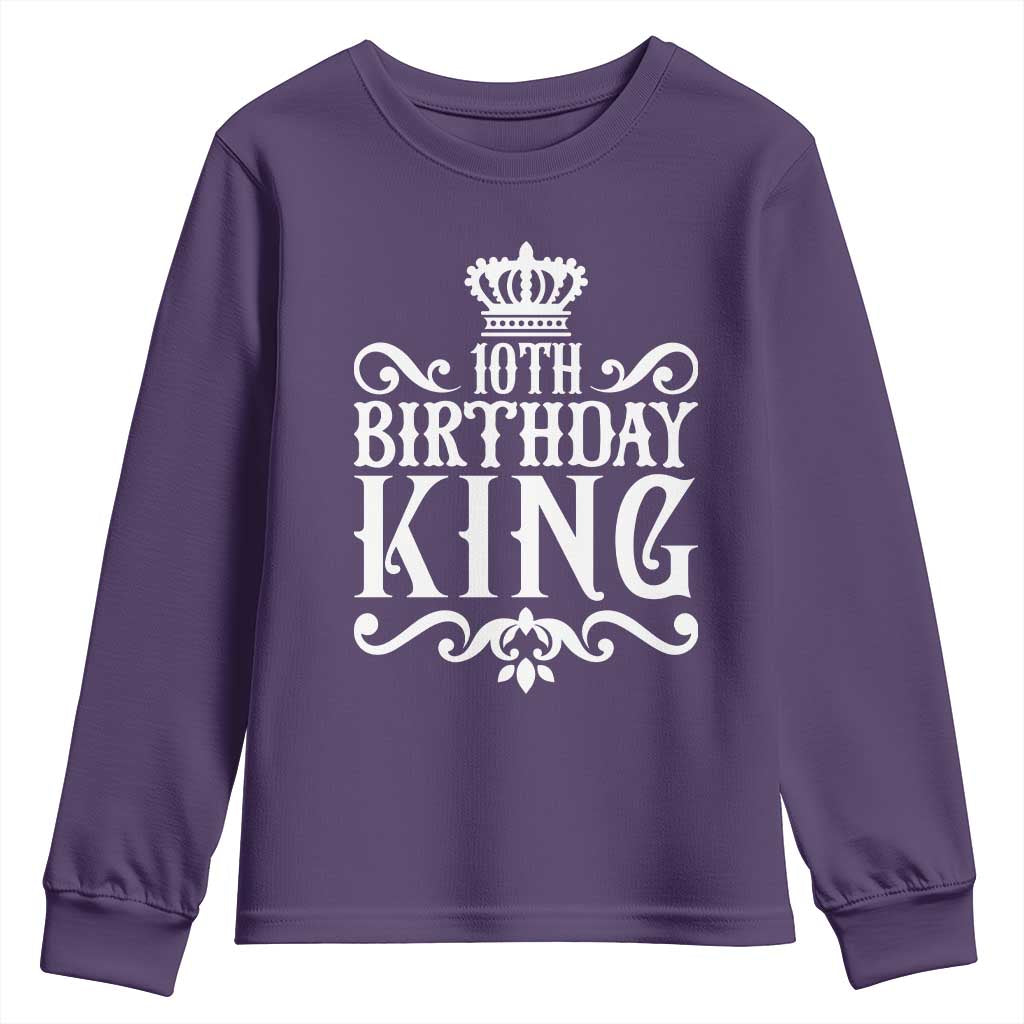 10th Birthday King Youth Sweatshirt Perfect 10 Years Old Crown Gift TS12 Purple Print Your Wear