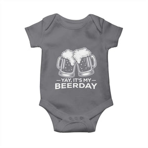 Yay Its My Beerday Baby Onesie Funny Birthday Party Gift For Beer Lovers TS12 Charcoal Print Your Wear