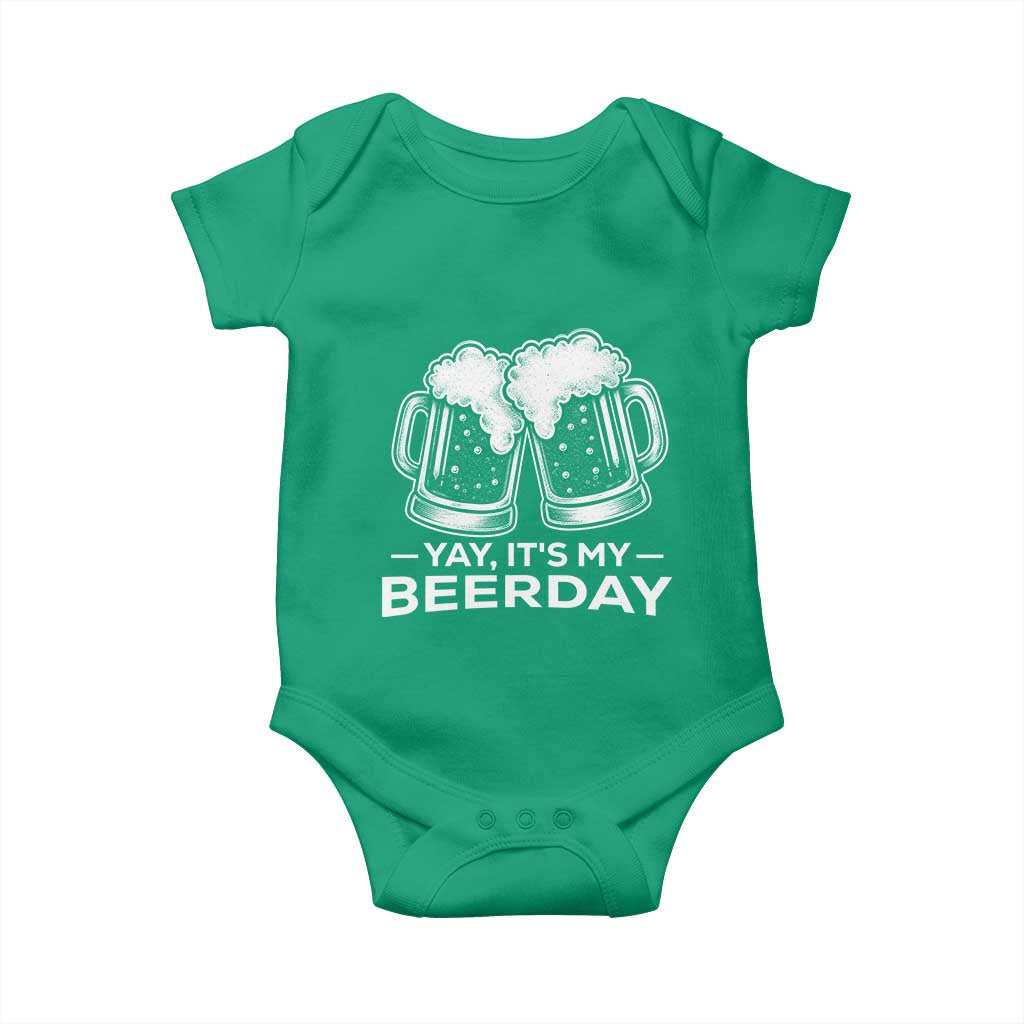 Yay Its My Beerday Baby Onesie Funny Birthday Party Gift For Beer Lovers TS12 Irish Green Print Your Wear