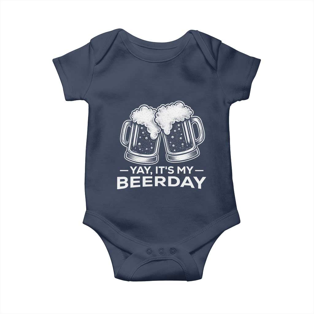 Yay Its My Beerday Baby Onesie Funny Birthday Party Gift For Beer Lovers TS12 Navy Print Your Wear