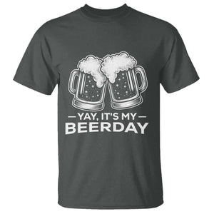 Yay Its My Beerday T Shirt Funny Birthday Party Gift For Beer Lovers TS12 Dark Heather Print Your Wear