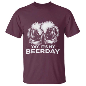 Yay Its My Beerday T Shirt Funny Birthday Party Gift For Beer Lovers TS12 Maroon Print Your Wear