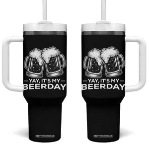 Yay Its My Beerday Tumbler With Handle Funny Birthday Party Gift For Beer Lovers TS12 One Size: 40 oz Black Print Your Wear