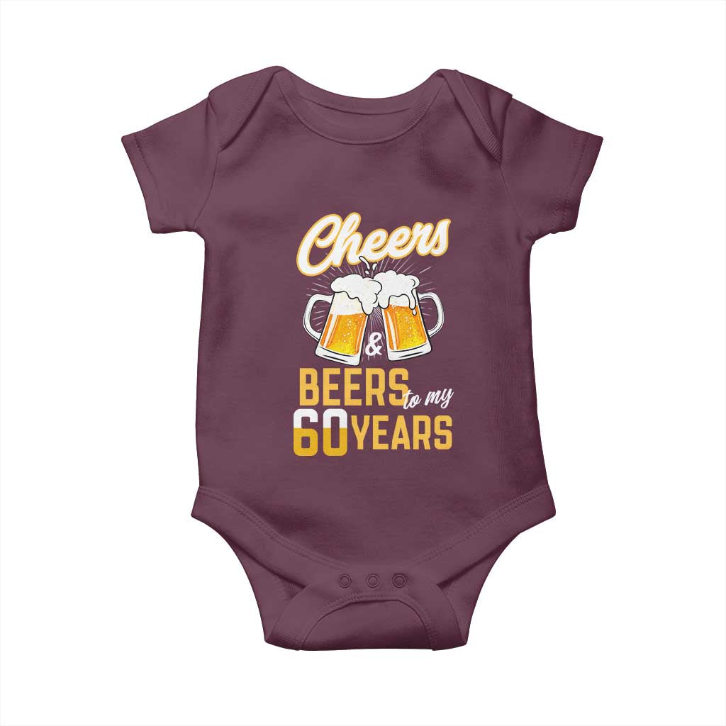 60th Birthday Party Gift Baby Onesie Cheers Beers To My 60 Years