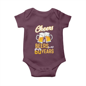 60th Birthday Party Gift Baby Onesie Cheers Beers To My 60 Years