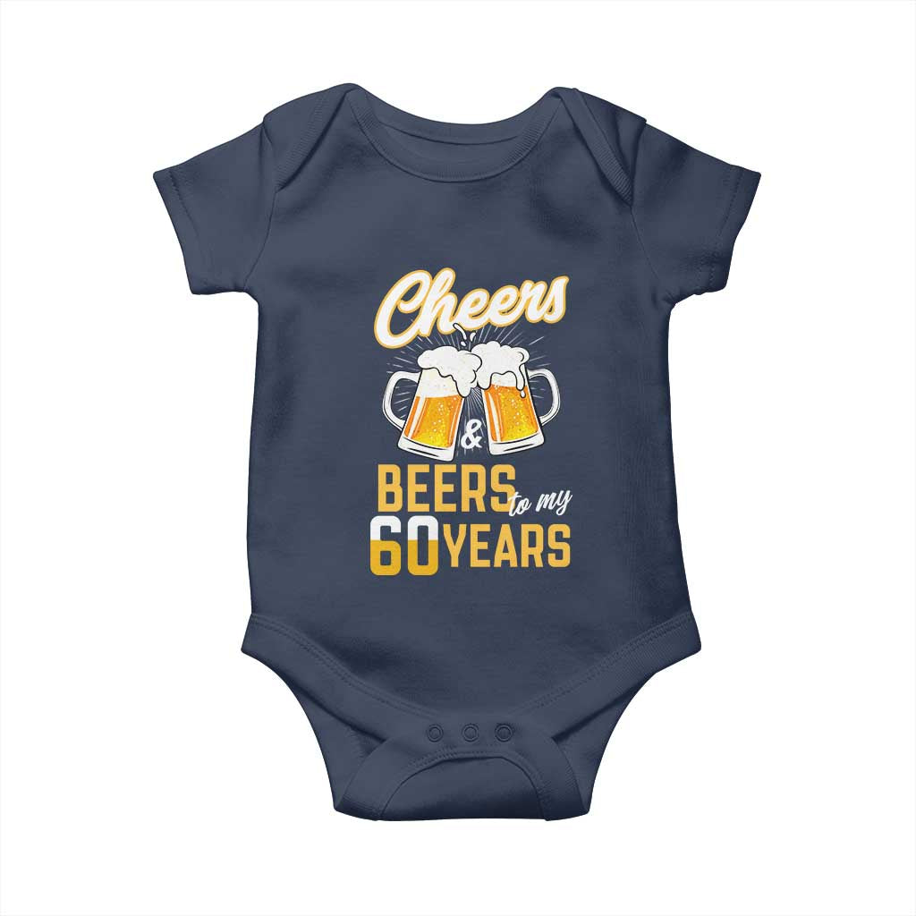 60th Birthday Party Gift Baby Onesie Cheers Beers To My 60 Years