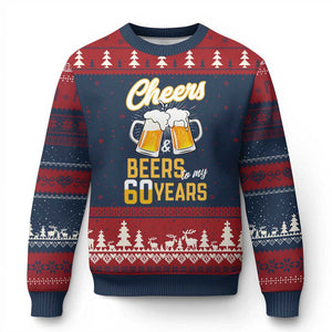60th Birthday Party Gift Ugly Christmas Sweater Cheers Beers To My 60 Years