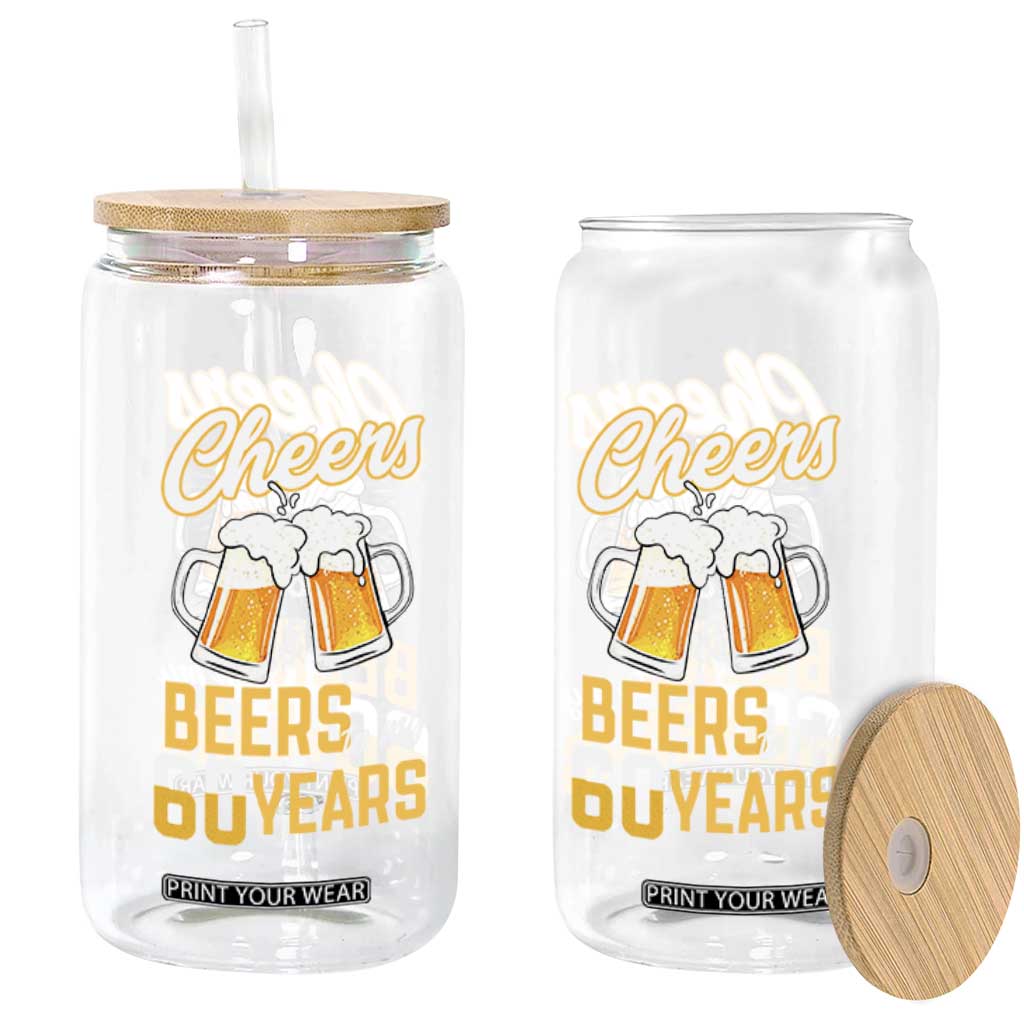 60th Birthday Party Gift Glass Can Cheers Beers To My 60 Years