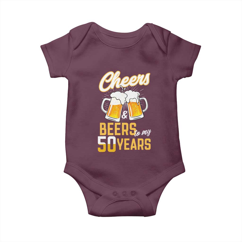 50th Birthday Party Gift Baby Onesie Cheers Beers To My 50 Years