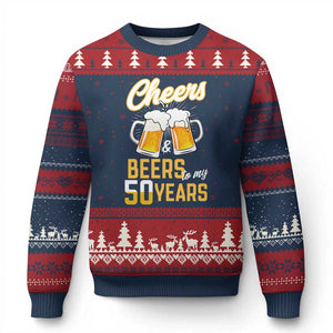 50th Birthday Party Gift Ugly Christmas Sweater Cheers Beers To My 50 Years