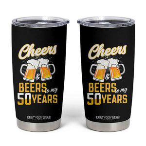 50th Birthday Party Gift Tumbler Cup Cheers Beers To My 50 Years