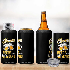 40th Birthday Party Gift 4 in 1 Can Cooler Tumbler Cheers Beers To My 40 Years