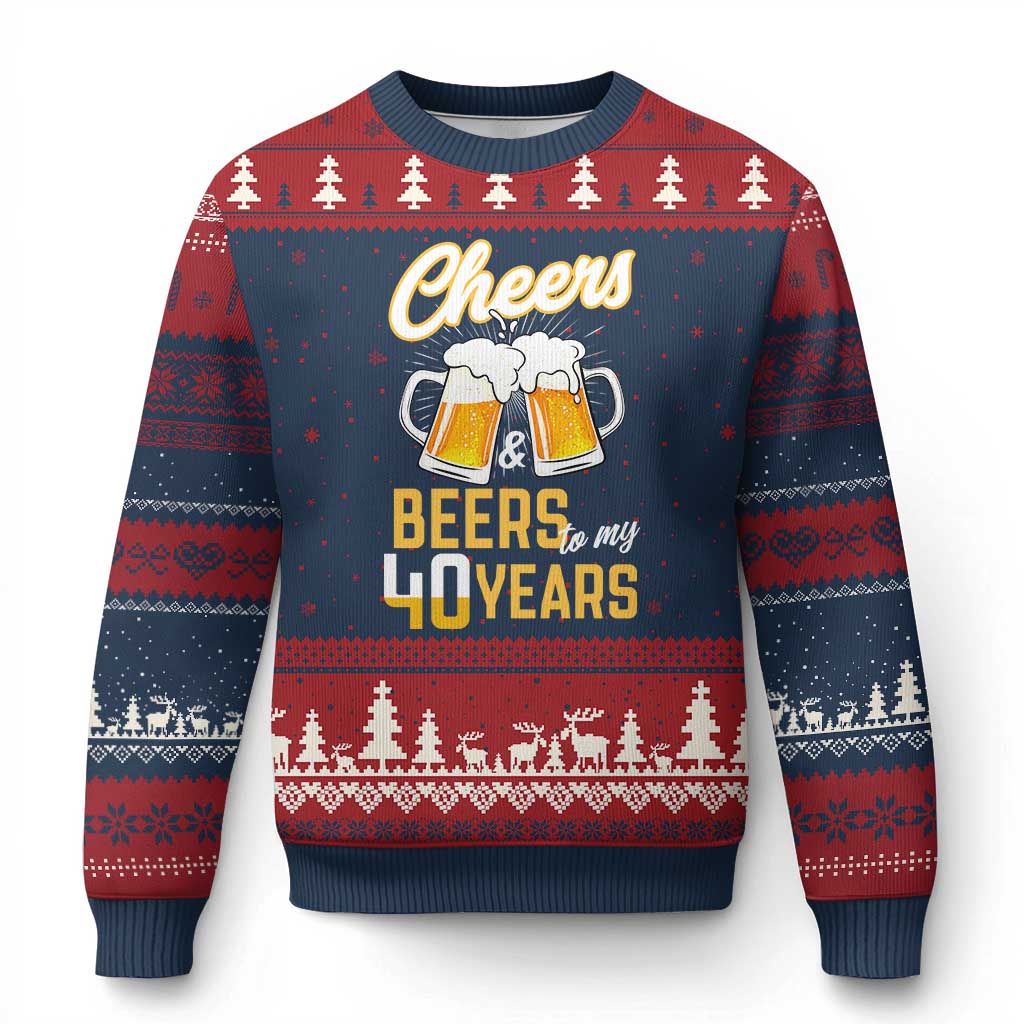 40th Birthday Party Gift Ugly Christmas Sweater Cheers Beers To My 40 Years