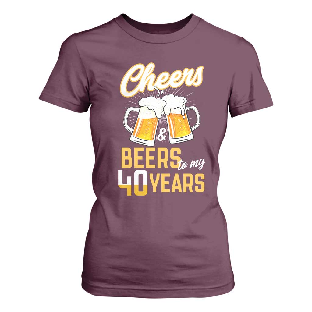 40th Birthday Party Gift T Shirt For Women Cheers Beers To My 40 Years