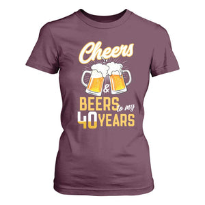 40th Birthday Party Gift T Shirt For Women Cheers Beers To My 40 Years