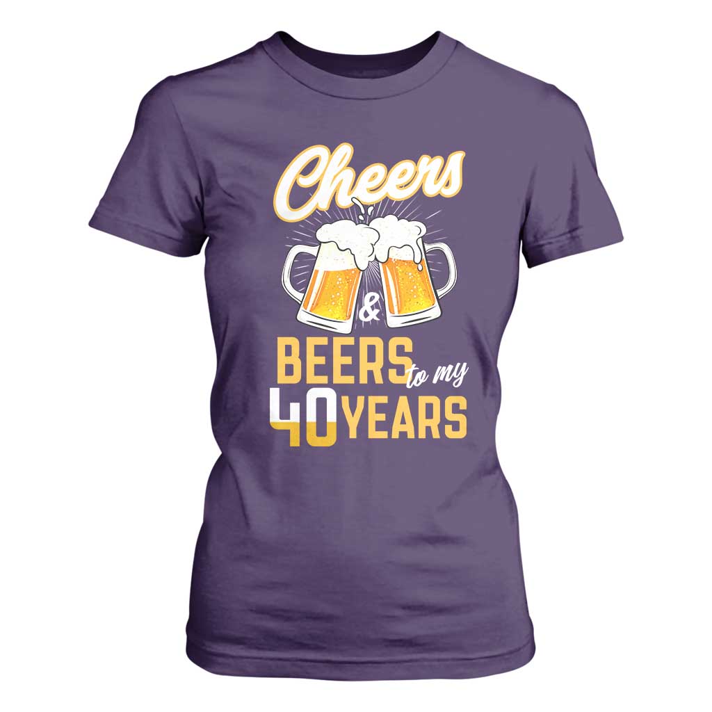 40th Birthday Party Gift T Shirt For Women Cheers Beers To My 40 Years