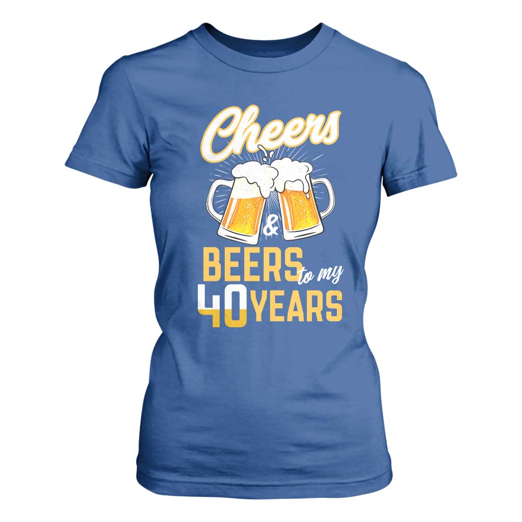 40th Birthday Party Gift T Shirt For Women Cheers Beers To My 40 Years