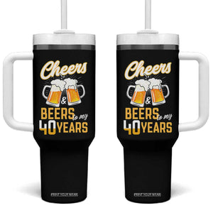 40th Birthday Party Gift Tumbler With Handle Cheers Beers To My 40 Years