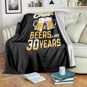 30th Birthday Party Gift Throw Blanket Cheers Beers To My 30 Years