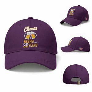 30th Birthday Party Gift Baseball Cap Cheers Beers To My 30 Years TS12 Baseball Cap Universal Fit Purple Print Your Wear