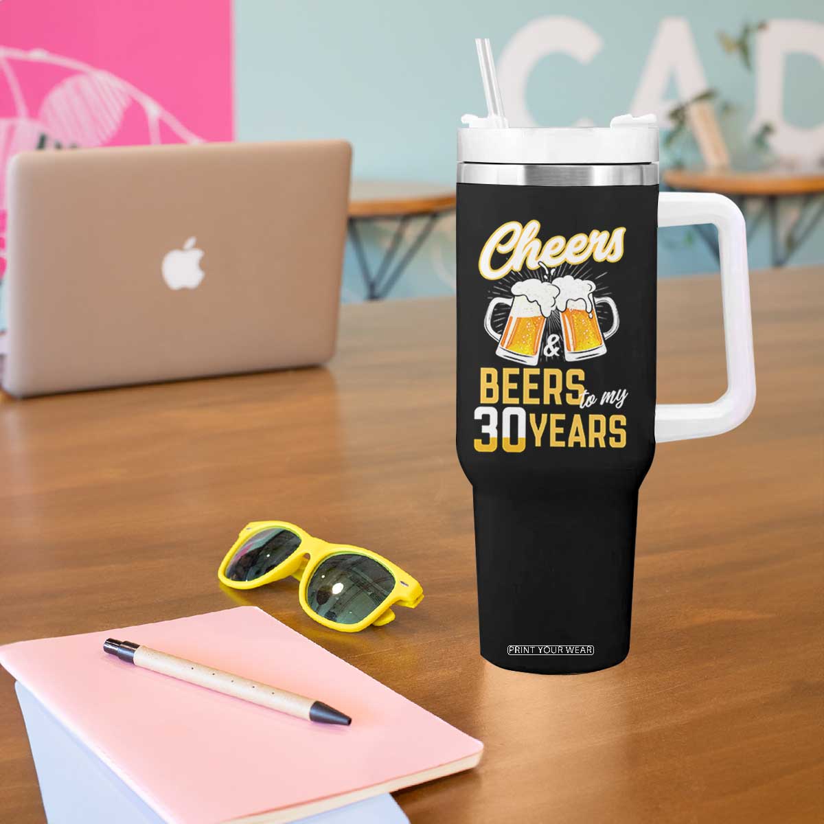 30th Birthday Party Gift Tumbler With Handle Cheers Beers To My 30 Years