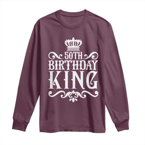 50th Birthday King Royal Crown Graphic For Men Long Sleeve Shirt