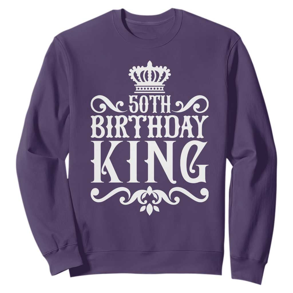 50th Birthday King Royal Crown Graphic For Men Sweatshirt TS12 Purple Print Your Wear