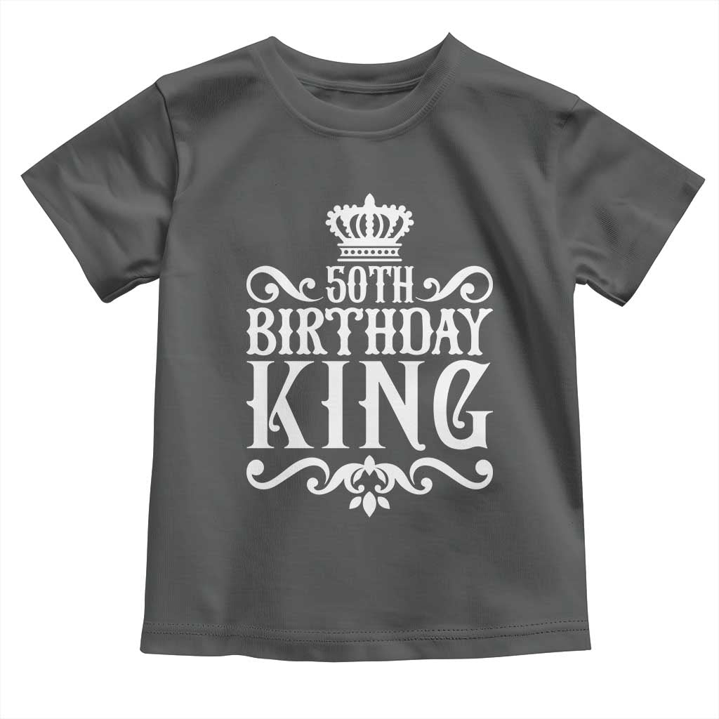 50th Birthday King Royal Crown Graphic For Men Toddler T Shirt TS12 Dark Heather Print Your Wear
