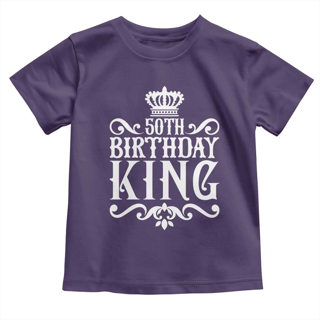 50th Birthday King Royal Crown Graphic For Men Toddler T Shirt TS12 Purple Print Your Wear