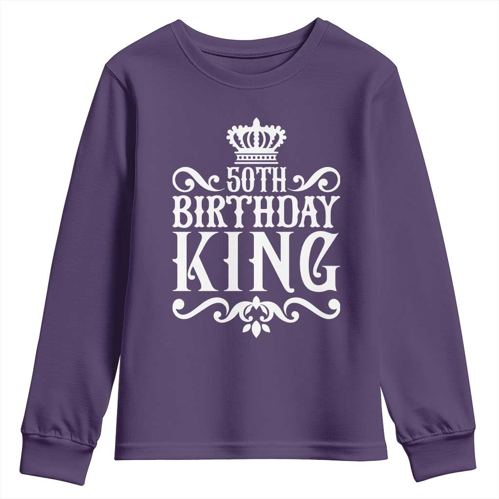 50th Birthday King Royal Crown Graphic For Men Youth Sweatshirt TS12 Purple Print Your Wear