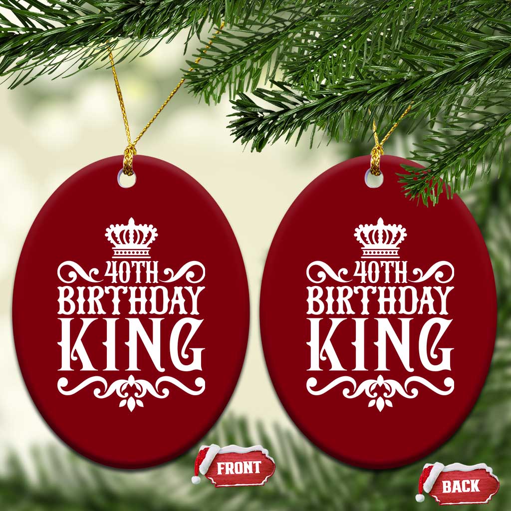 40th Birthday King Royal Crown Graphic For Men Ceramic Ornament