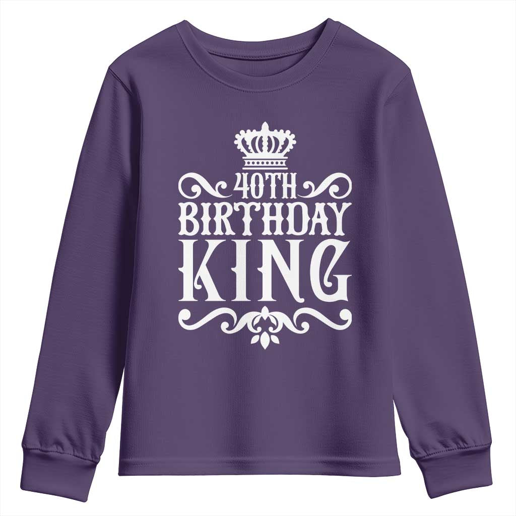 40th Birthday King Royal Crown Graphic For Men Youth Sweatshirt TS12 Purple Print Your Wear