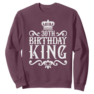 30th Birthday King Sweatshirt Royal Crown Graphic For Men