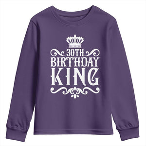 30th Birthday King Youth Sweatshirt Royal Crown Graphic For Men TS12 Purple Print Your Wear