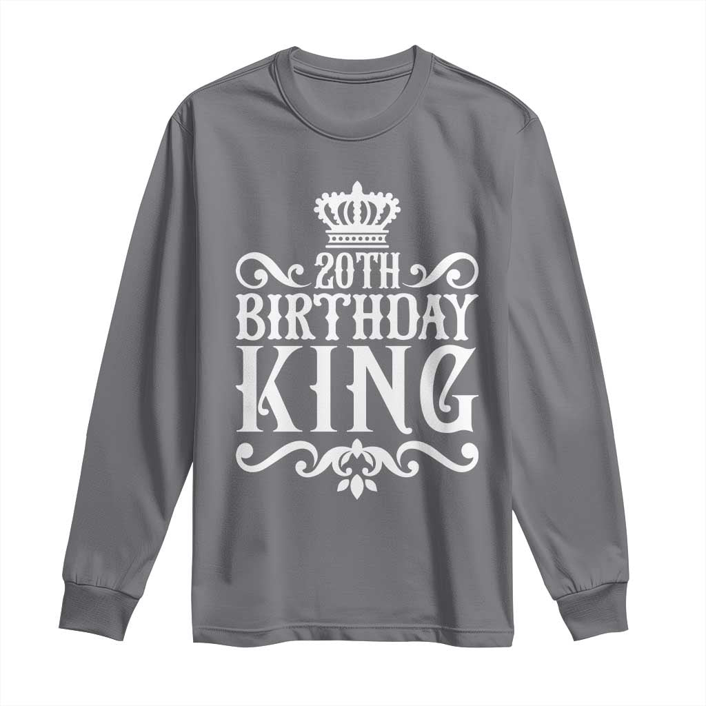20th Birthday King Crown Gift For Men Long Sleeve Shirt TS12 Charcoal Print Your Wear