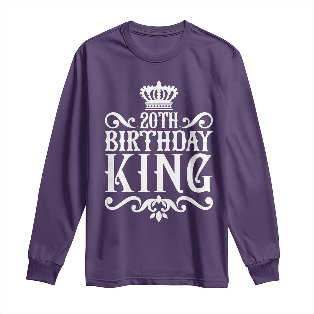 20th Birthday King Crown Gift For Men Long Sleeve Shirt TS12 Purple Print Your Wear