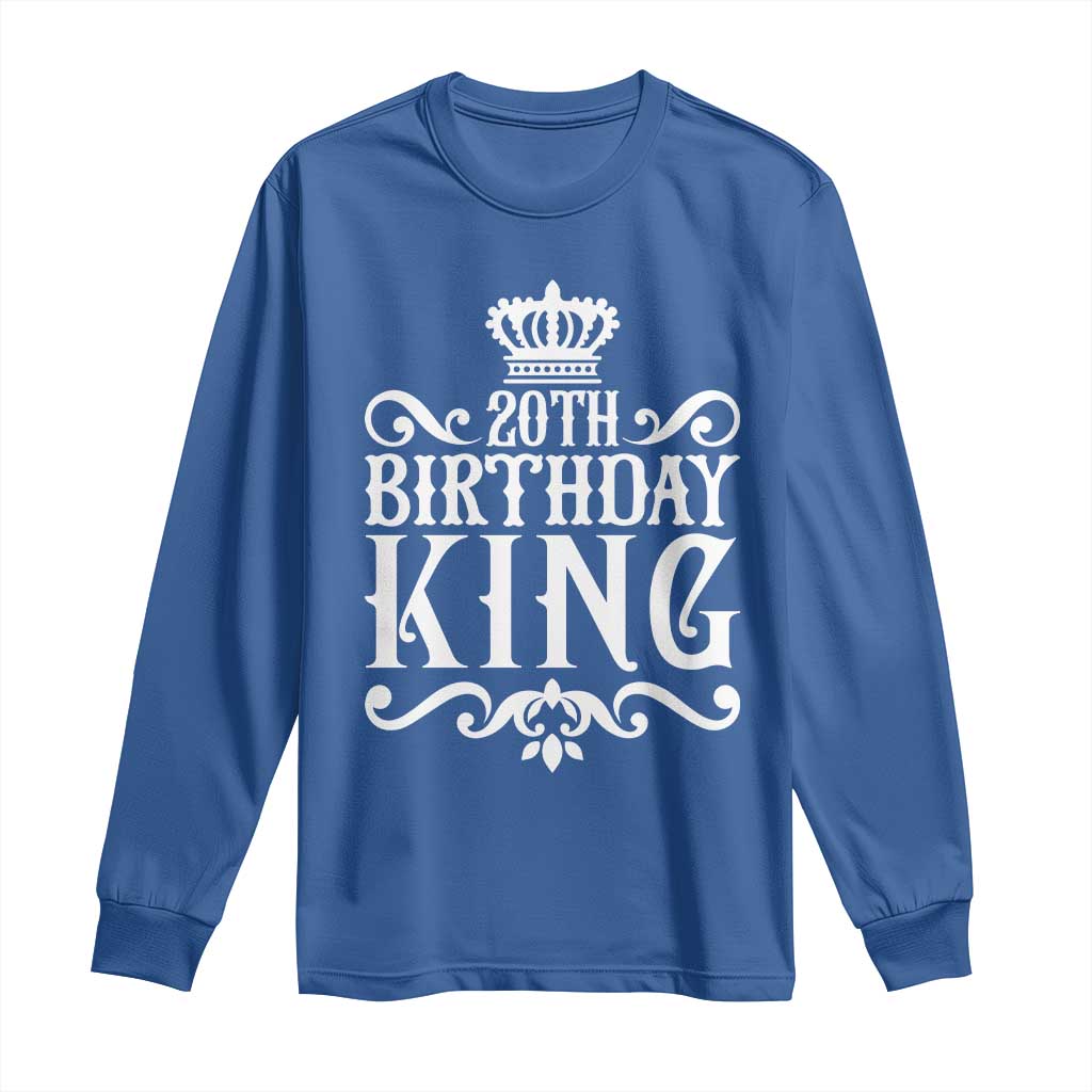 20th Birthday King Crown Gift For Men Long Sleeve Shirt TS12 Royal Blue Print Your Wear