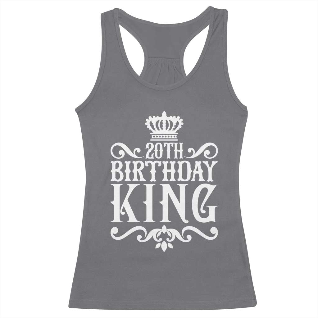 20th Birthday King Crown Gift For Men Racerback Tank Top