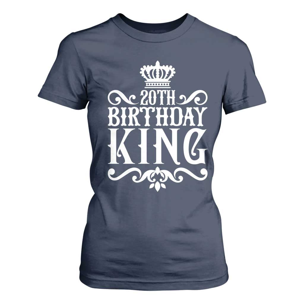 20th Birthday King Crown Gift For Men T Shirt For Women TS12 Navy Print Your Wear