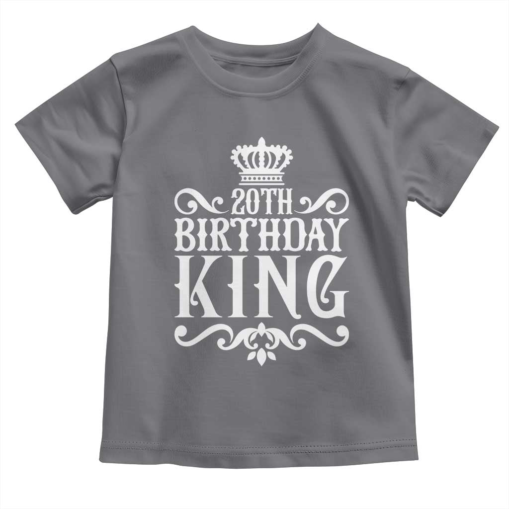 20th Birthday King Crown Gift For Men Toddler T Shirt TS12 Charcoal Print Your Wear