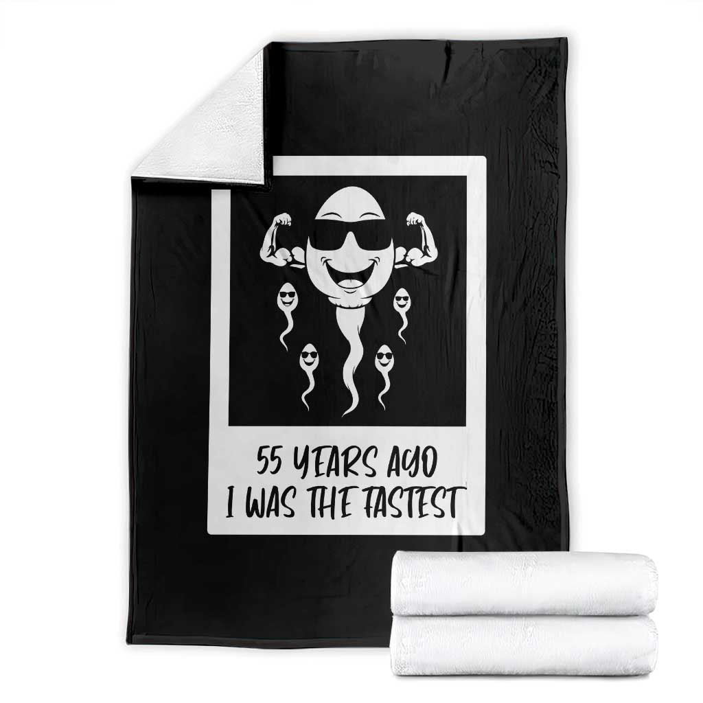 55 Years Ago I Was The Fastest Throw Blanket Funny 55th Birthday Milestone Graphic TS12 Black Print Your Wear