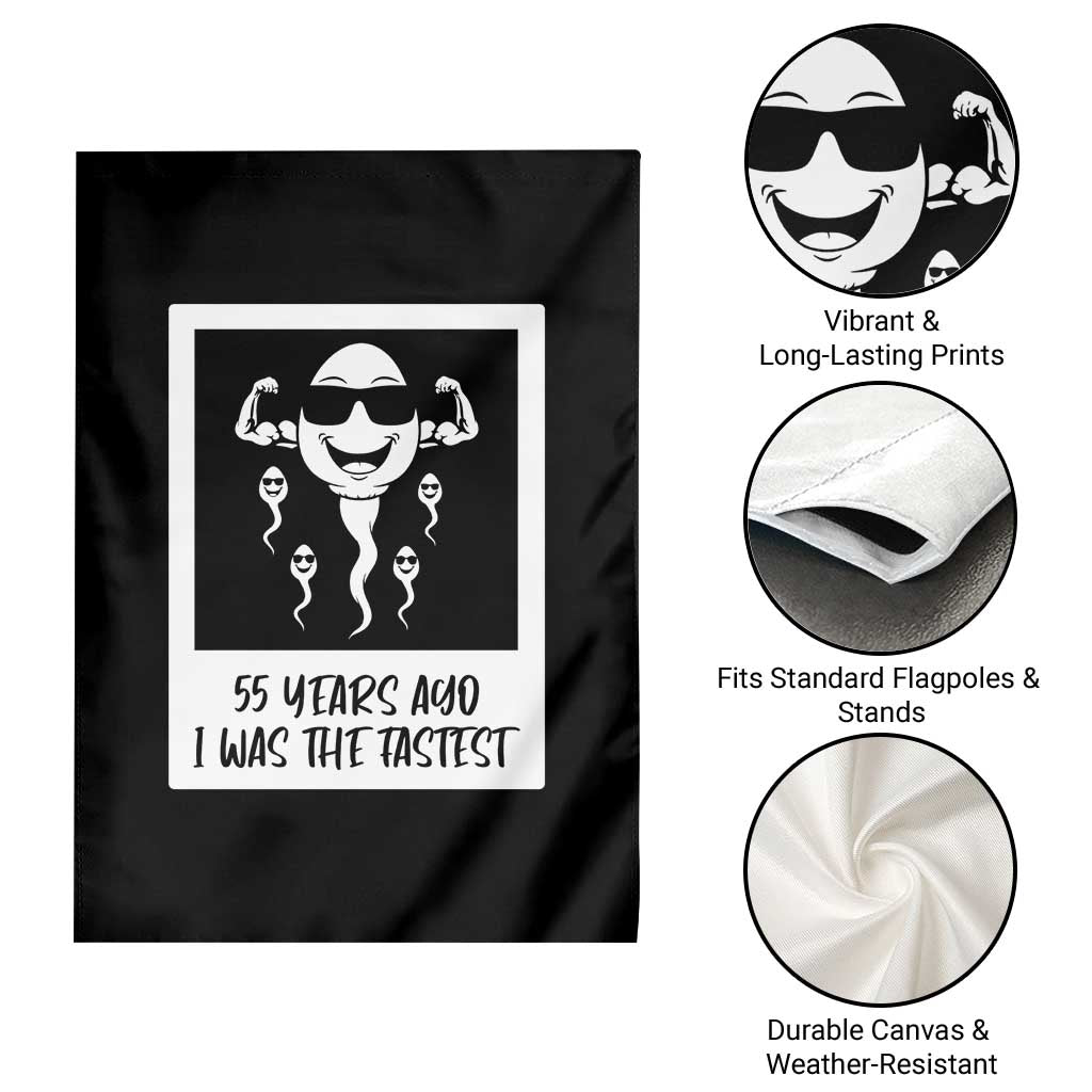 55 Years Ago I Was The Fastest Garden Flag Funny 55th Birthday Milestone Graphic