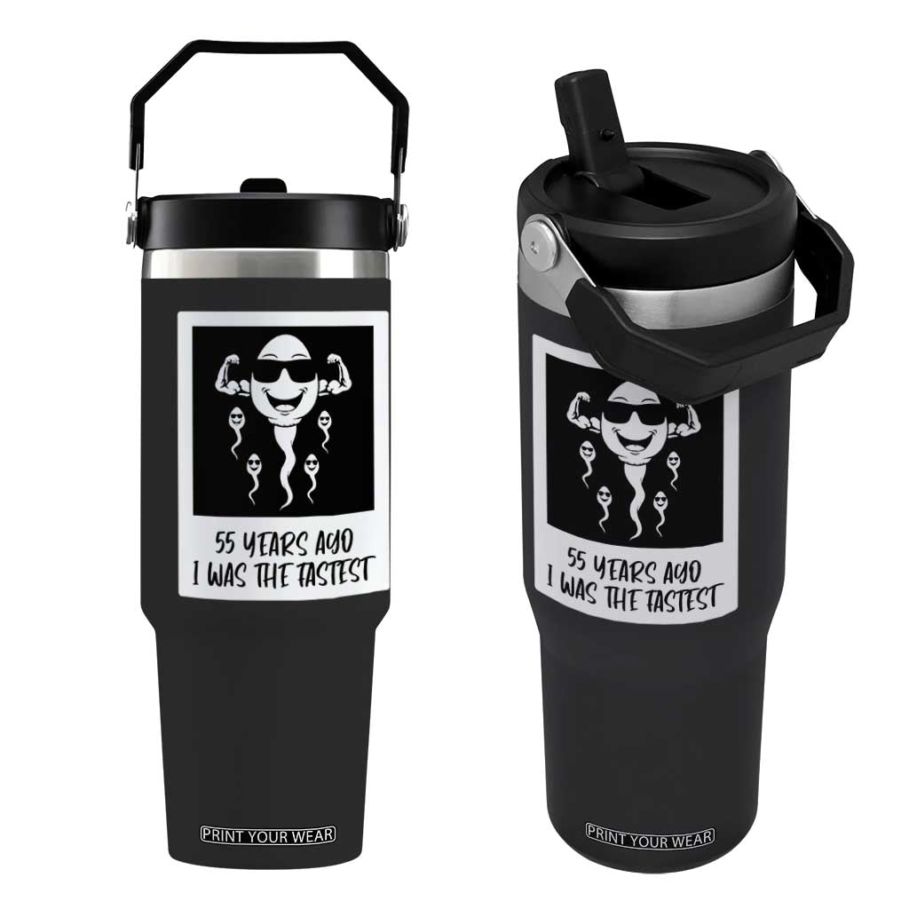 55 Years Ago I Was The Fastest Flip Straw Tumbler Funny 55th Birthday Milestone Graphic TS12 One Size: 30 oz Black Print Your Wear