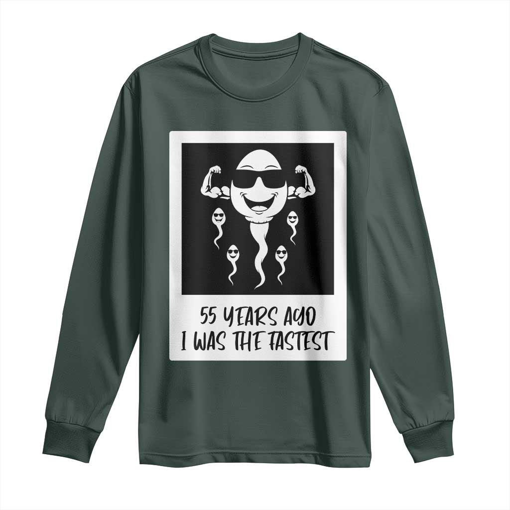 55 Years Ago I Was The Fastest Long Sleeve Shirt Funny 55th Birthday Milestone Graphic