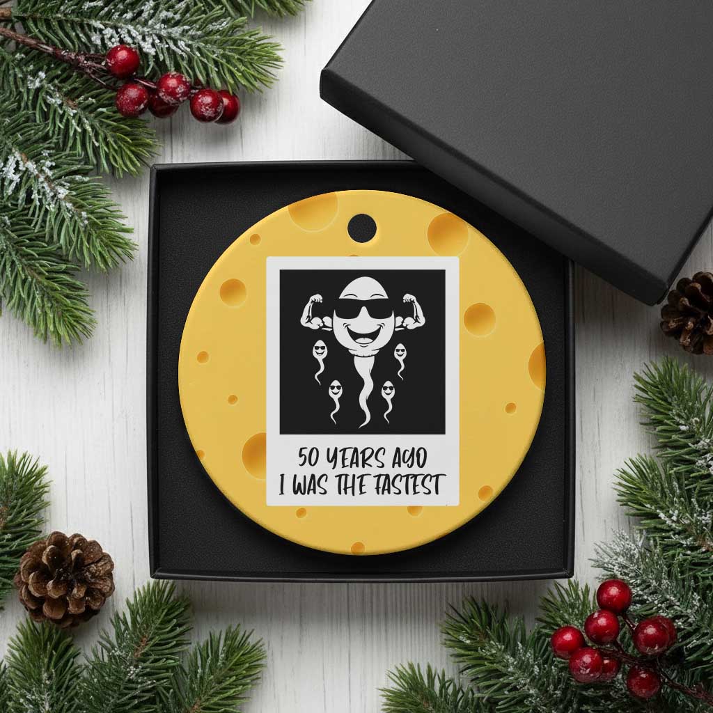 50 Years Ago I Was The Fastest Ceramic Ornament Funny 50th Birthday Gift TS12 1pc Yellow Cheese Print Your Wear