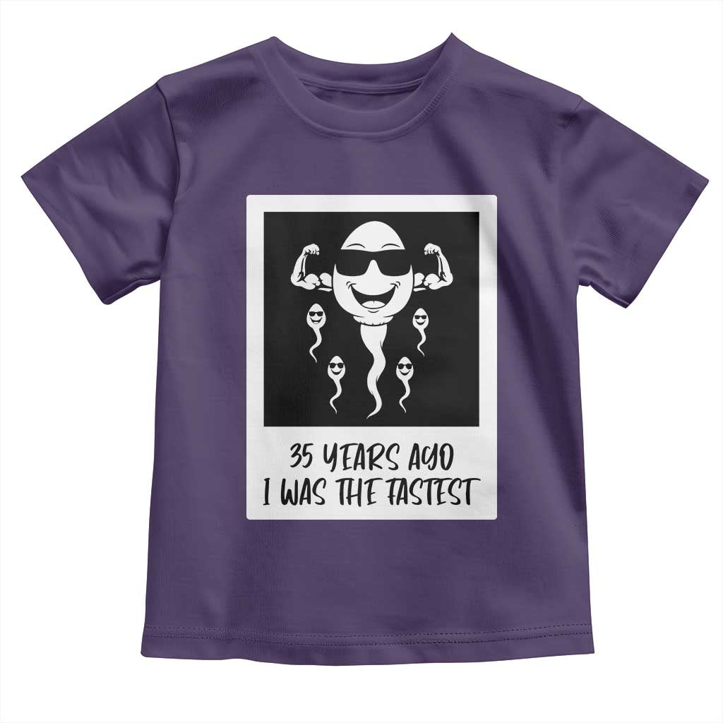 35 Years Ago I Was The Fastest Toddler T Shirt Hilarious 35th Birthday Party Graphic TS12 Purple Print Your Wear