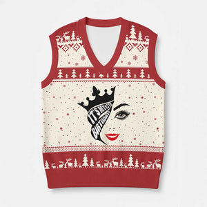 Its My 45th Birthday V-Neck Knit Sweater Vest Birthday Queen Crown Gift For Women TS12 Beige Red Print Your Wear