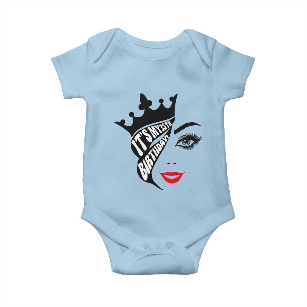Its My 35th Birthday Baby Onesie Birthday Queen Crown Gift For Women TS12 Light Blue Print Your Wear
