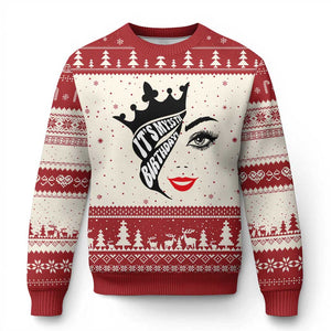 Its My 35th Birthday Ugly Christmas Sweater Birthday Queen Crown Gift For Women TS12 Beige Red Print Your Wear