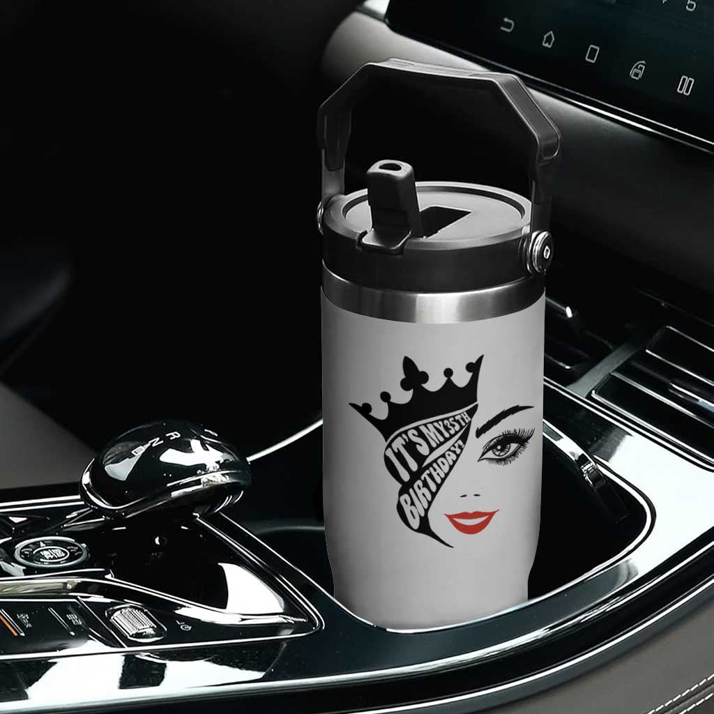 Its My 35th Birthday Flip Straw Tumbler Birthday Queen Crown Gift For Women TS12 Print Your Wear